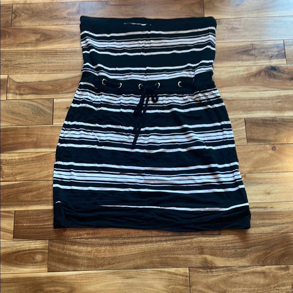 Ricki's Black and White Strapless Sheath Dress